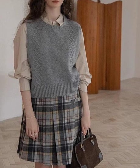 twisted knit vest / 3color　hm2530