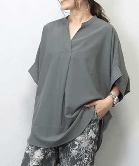 v-neck loose shirt / 8color　hm2893