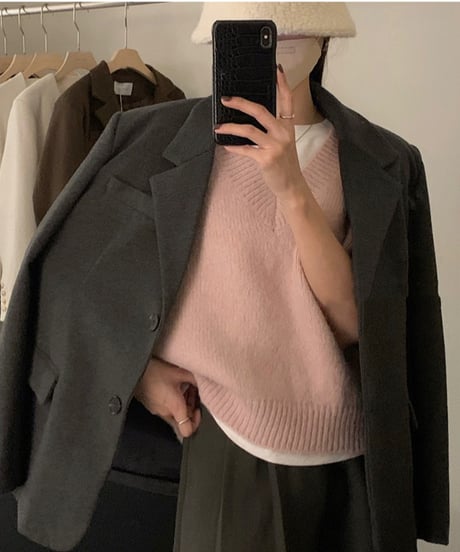 v-neck knit vest / 5color　hm2756