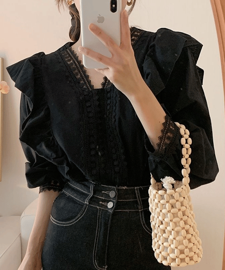 lace sheer blouse / 2color　hm2919