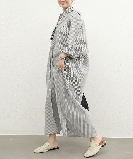 striped shirt dress / 3color　hm2538