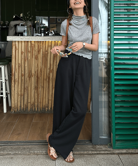 outseam mock neck top / 2color　hm1338
