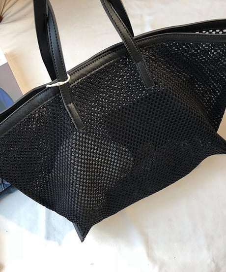 mesh open tote bag / 2color　hm1571