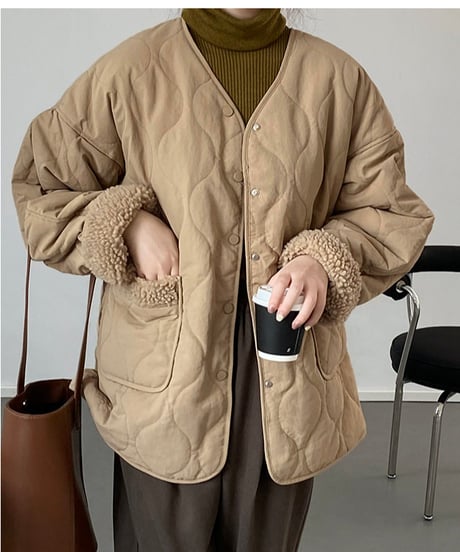 quilting boa coat / 2color　hm2709