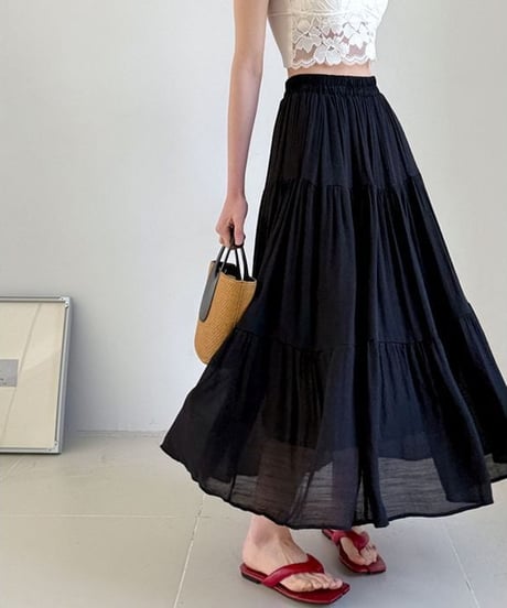 tiered flare skirt / 4color　hm2233