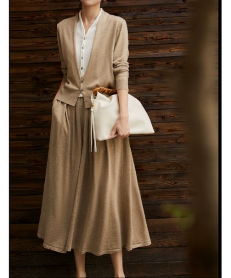 《即納》layered knit cardigan / 4color　hm2722