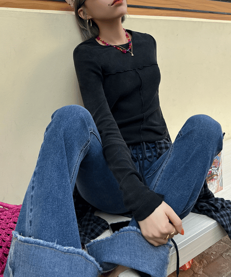 seam design tight top / 2color　hm1450