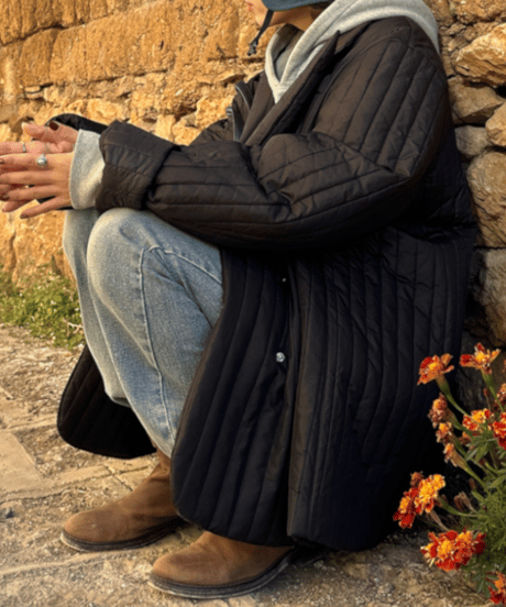 striped quilted down coat / 2color　hm1215