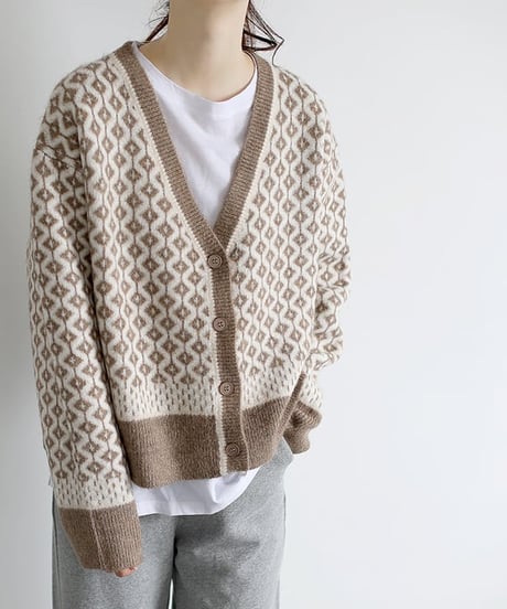 《即納》geometric cardigan / 3color　hm1717