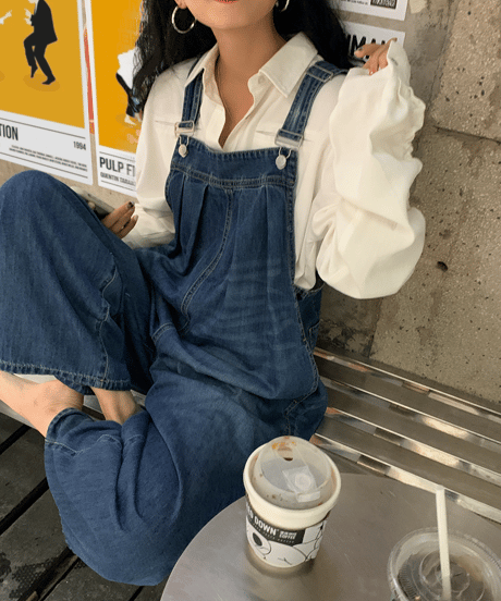 tuck denim overall / 2color　hm1277