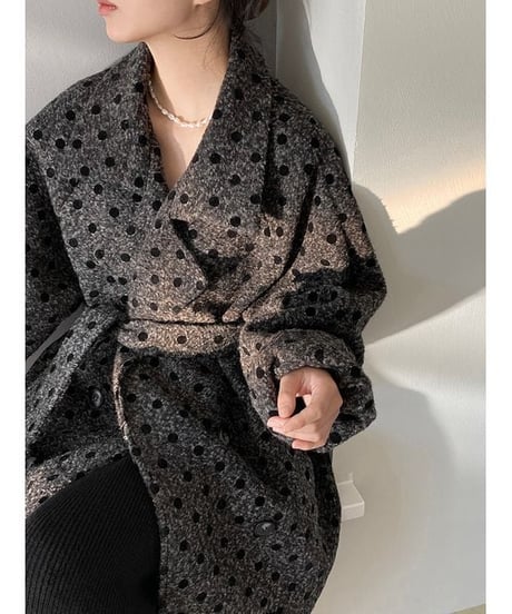 dot double breast coat　hm1864