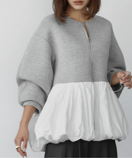 peplum zip-up top / 2color　hm2646