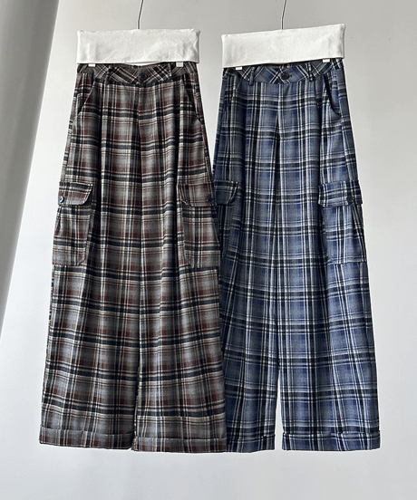 plaid wide pants / 2color　hm2768