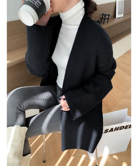 belted knit gown / 2color　hm2696