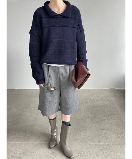 collared cropped knit / 4color　hm2719
