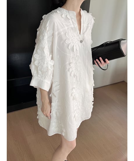 embroidered shirt dress　hm2941