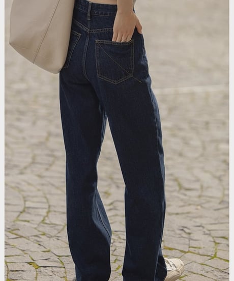 high waist straight jeans pants　hm2001
