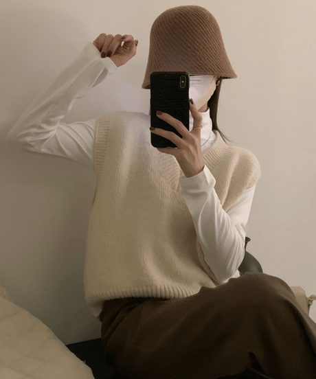v-neck knit vest / 5color　hm2756