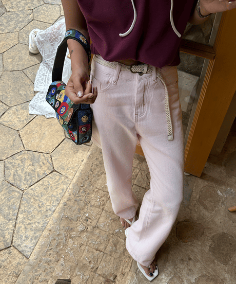collar denim pants / 2color　hm1383