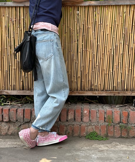 tapered cropped denim pants / 2color　hm1453