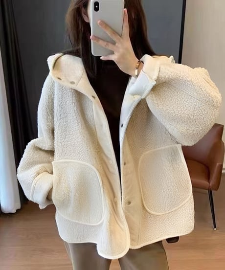 hoodie boa jacket / 2color　hm2673