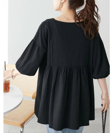 gathered v-neck blouse / 4color　hm2894