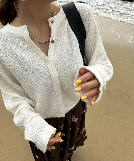 short knit cardigan / 2color　hm1330