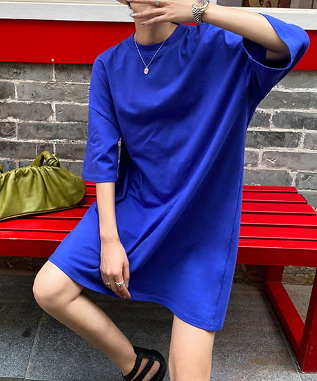 drop shoulder t-shirt dress / 3color　hm1349