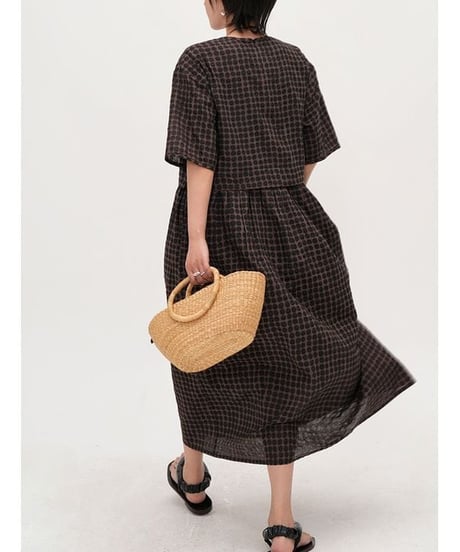 check gathered dress　hm2294