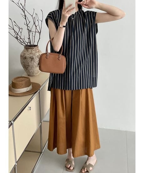 french sleeve stripe blouse / 2color　hm1536