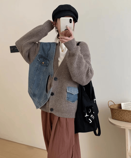 denim docking cardigan / 3color　hm2761