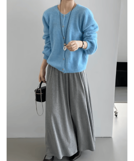 fluffy knit cardigan  / 6color　hm2630