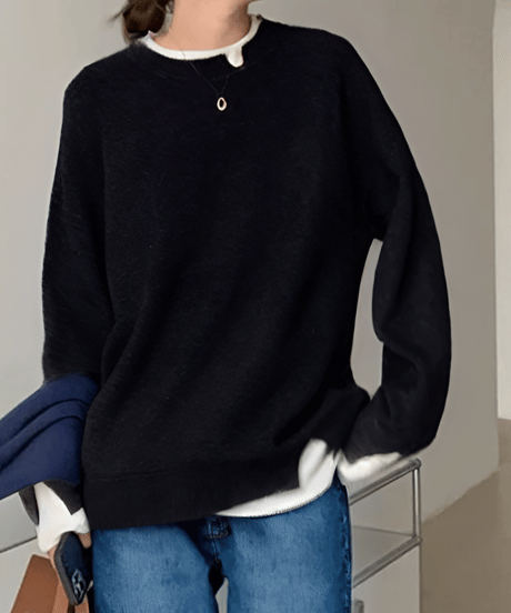 faux layered knit top / 5color　hm1729