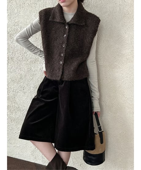 textured knit vest / 4color　hm2675