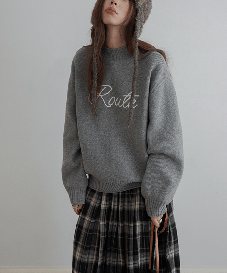 relaxed logo knit / 4color　hm2804