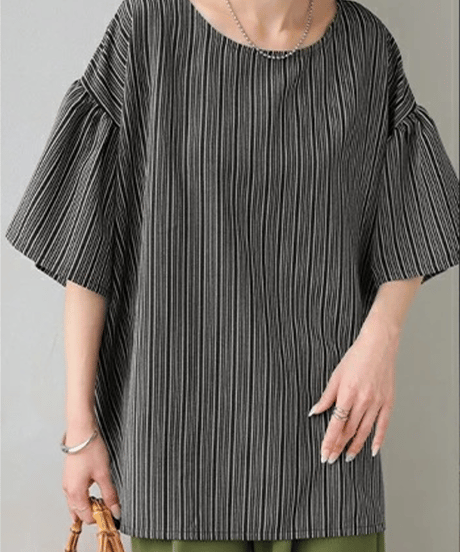 striped sleeve top / 2color　hm2949