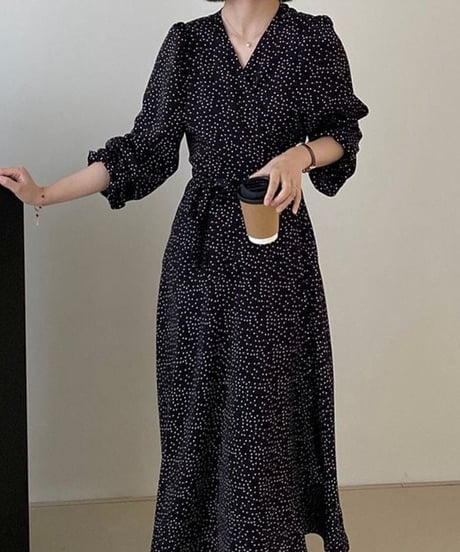 《即納》dot wrap long dress　hm2240