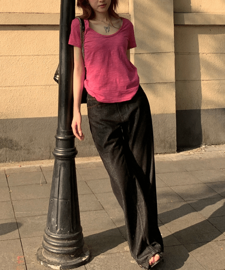 relax u-neck tee / 2color　hm2398