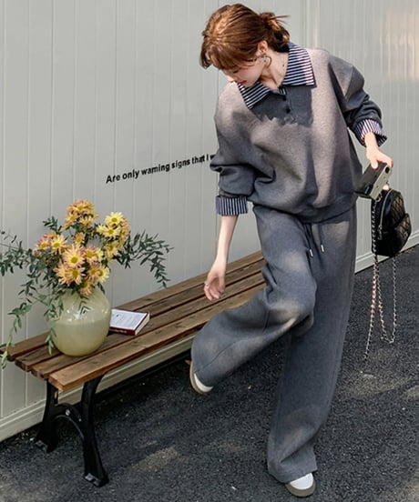 stripe point sweat set-up　hm2500