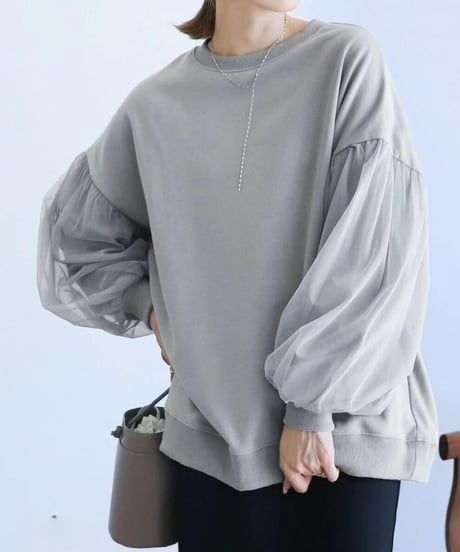 sheer sleeve sweatshirt / 5color　hm2576