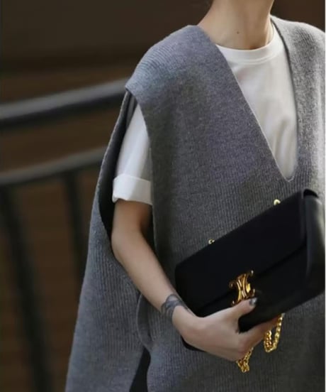 loose v neck vest / 2color　hm1834