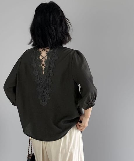 back lace blouse / 2color　hm2249