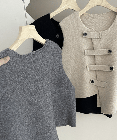 asymmetry wrap vest / 3color　hm2615