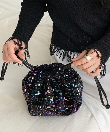 glitter drawstring bag / 3color　hm1700