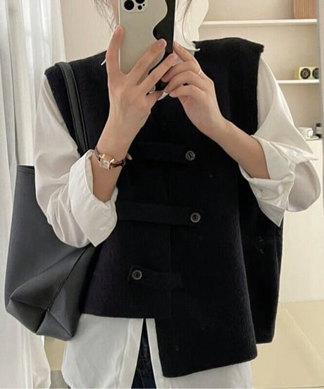 asymmetry wrap vest / 3color　hm2615