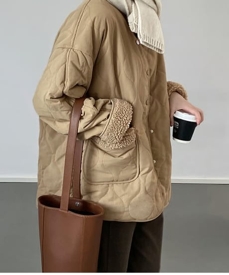 quilting boa coat / 2color　hm2709