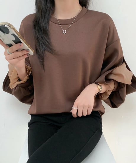 sleeve chiffon tops / 3color　hm1855