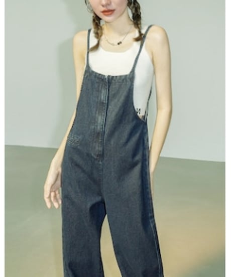 back ribbon denim overalls　hm2111