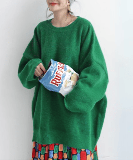 big size knit pullover / 2color　hm1786
