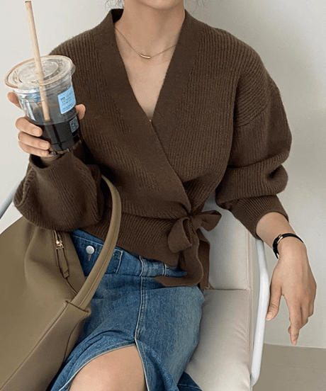 wrap knit cardigan / 5color　hm2617